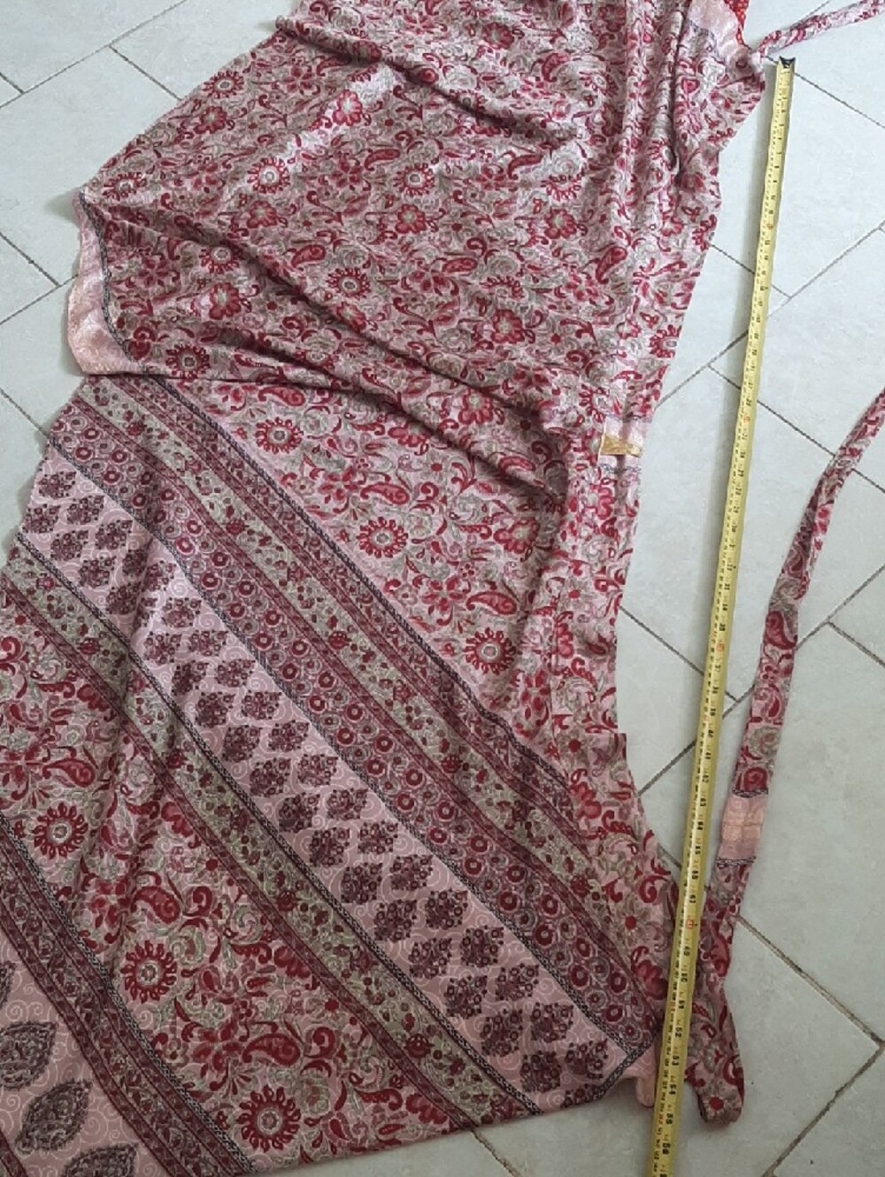 HANDMADE✌Boho WRAP Tie-Waist Midi Skirt MADE from SARI Fits Sz Small/Extra Lge - Picture 7 of 9